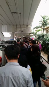 Partying with MLC. You can’t quite see the Zig-Zags, or the rest of the Queue on the other side of the road.